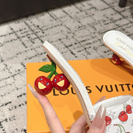 LV CHERRY HIGH HEELS 25S 55 MM IN WHITE CALFSKIN STYLE 11