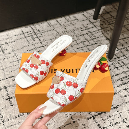 LV CHERRY HIGH HEELS 25S 55 MM IN WHITE CALFSKIN STYLE 11