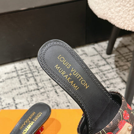 LV CHERRY HIGH HEELS 25S 55 MM IN DARK BROWN MIX BLACK CALFSKIN STYLE 12