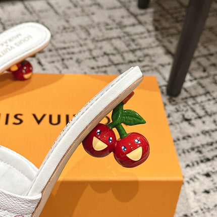 LV CHERRY HIGH HEELS 25S 55 MM IN WHITE CALFSKIN STYLE 3