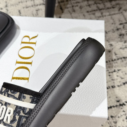 DIOR SLIDES 25S IN BLACK LAMBSKIN AND FABIRC WITH BRAND LOGO STYLE 3