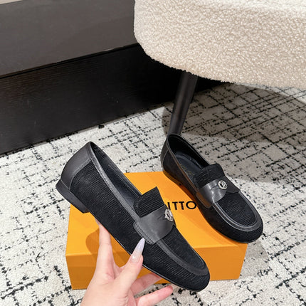 LV LOAFER 25S IN BLACK SUEDE AND CALFSKIN