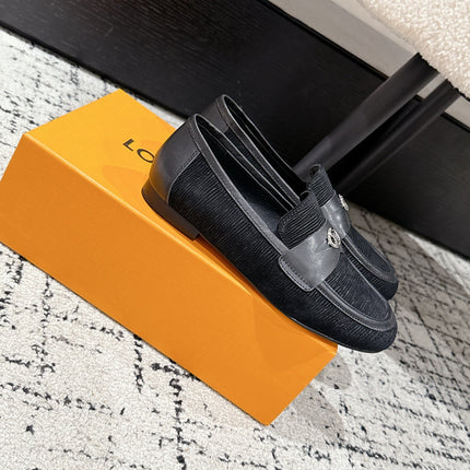 LV LOAFER 25S IN BLACK SUEDE AND CALFSKIN