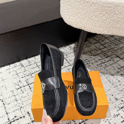 LV LOAFER 25S IN BLACK SUEDE AND CALFSKIN