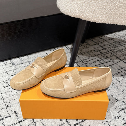 LV LOAFER 25S IN BEIGE SUEDE AND CALFSKIN