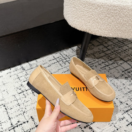 LV LOAFER 25S IN BEIGE SUEDE AND CALFSKIN