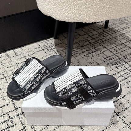 DIOR ADJUSTABLE STRAP SANDALS 25S 50 MM IN BLACK FABRIC MIX CALFSKIN STYLE 4
