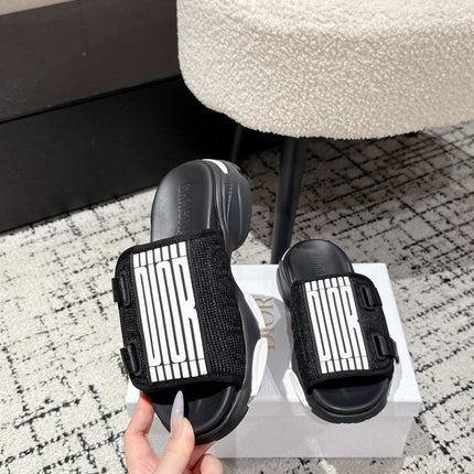 DIOR ADJUSTABLE STRAP SANDALS 25S 50 MM IN BLACK FABRIC MIX CALFSKIN STYLE 5