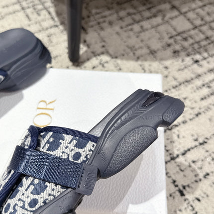 DIOR ADJUSTABLE STRAP SANDALS 25S 50 MM IN NAVY BLUE FABRIC MIX CALFSKIN STYLE 2