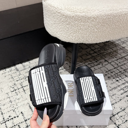 DIOR ADJUSTABLE STRAP SANDALS 25S 50 MM IN BLACK FABRIC MIX CALFSKIN STYLE 1