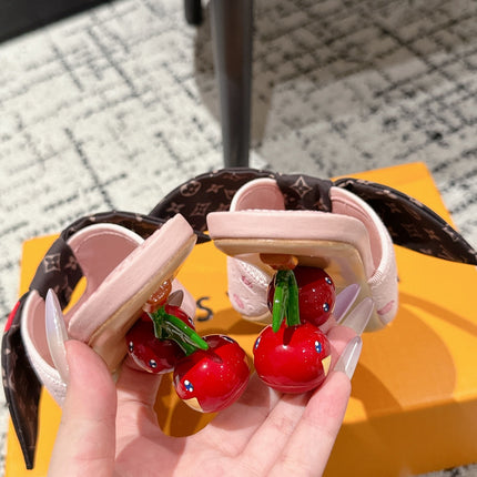 LV CHERRY HIGH HEELS 25S IN PINK CALFSKIN WITH BOW STYLE 17