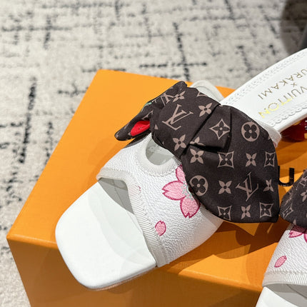 LV CHERRY HIGH HEELS 25S IN WHITE CALFSKIN WITH BOW STYLE 15