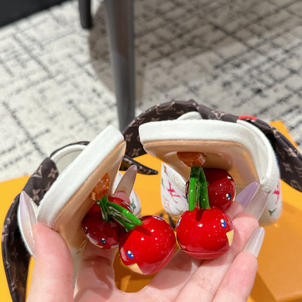 LV CHERRY HIGH HEELS 25S IN WHITE CALFSKIN WITH BOW STYLE 11