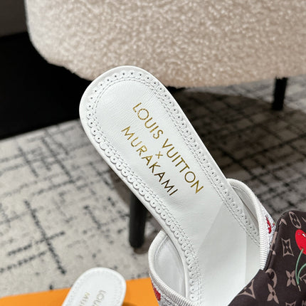 LV CHERRY HIGH HEELS 25S IN WHITE CALFSKIN WITH BOW STYLE 9