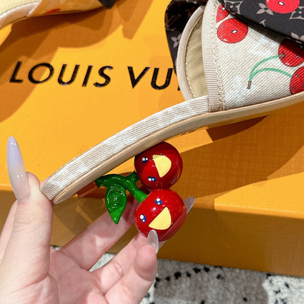 LV CHERRY HIGH HEELS 25S IN NUDE DENIM WITH BOW STYLE 5