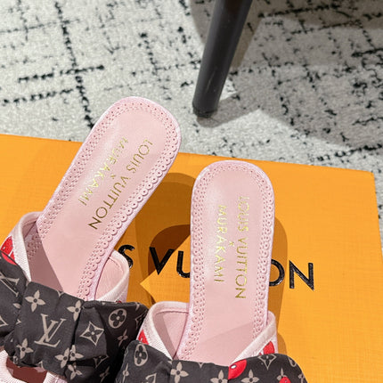 LV CHERRY HIGH HEELS 25S IN LIGHT PINK DENIM WITH BOW STYLE 4
