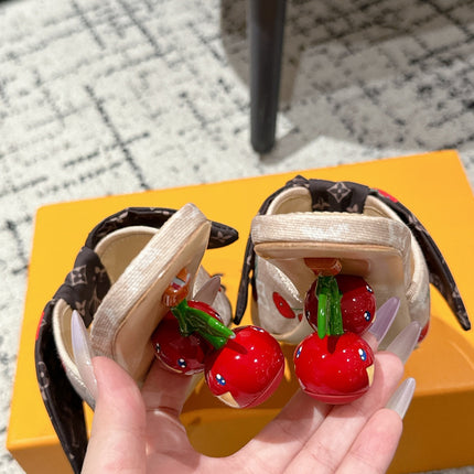 LV CHERRY HIGH HEELS 25S IN NUDE DENIM WITH BOW STYLE 5