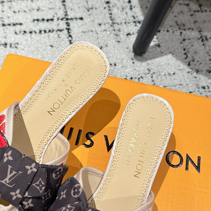 LV CHERRY HIGH HEELS 25S IN NUDE DENIM WITH BOW STYLE 5