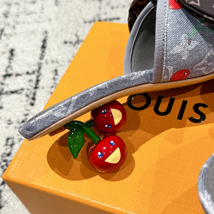 LV CHERRY HIGH HEELS 25S IN GREY DENIM WITH BOW STYLE 1