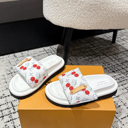 LV MIAMI-STYLE SANDALS 25S IN WHITE FABRIC AND CALFSKIN