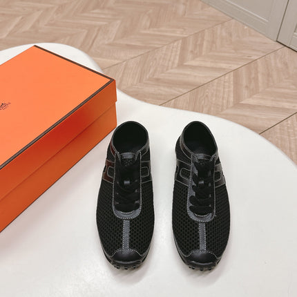 KIGA SNEAKER IN BLACK CROCHET KNIT AND CALFSKIN