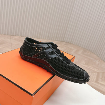 KIGA SNEAKER IN BLACK CROCHET KNIT AND CALFSKIN