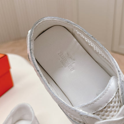 KIGA SNEAKER IN WHITE CROCHET KNIT AND CALFSKIN