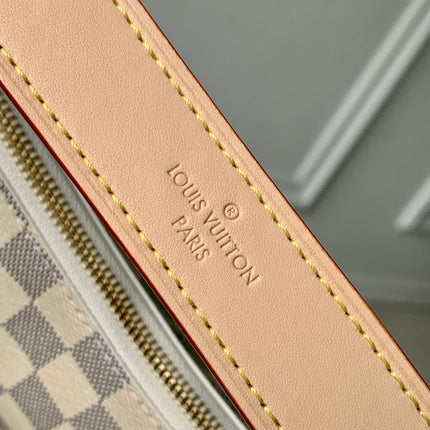 SLOUCHY PM 33 IN WHITE GREY CHECKERBOARD PATTERN DAMIER AZUR COATED CANVAS