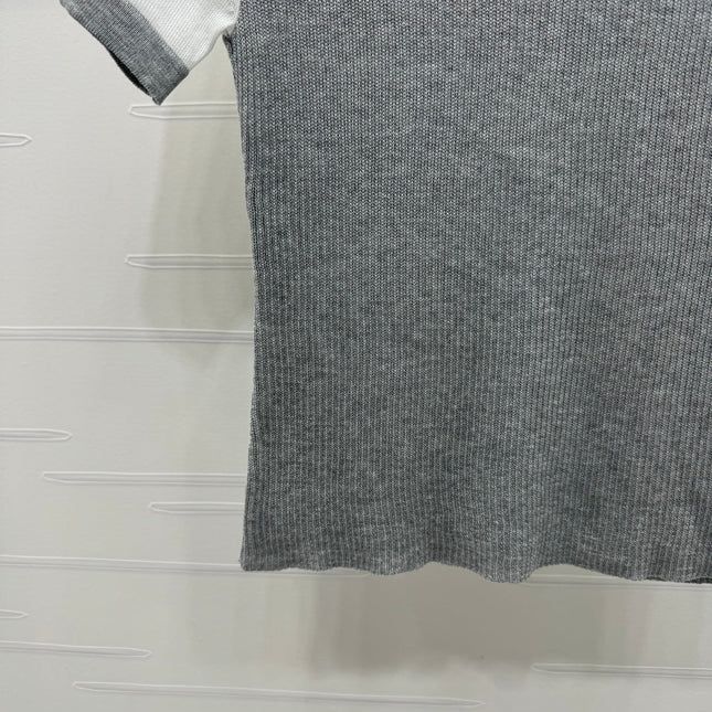 MIUMIU CREW NECK SHORT-SLEEVE SHEER KNIT TOP 274812