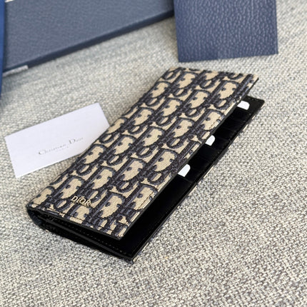 VERTICAL LONG WALLET 19 IN BLUE MONOGRAM OBLIQUE JACQUARD