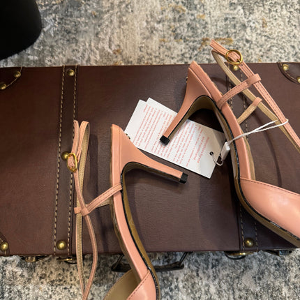 VLTN HIGH HEEL 25S 80 MM IN WARM CLAY PINK CALFSKIN WITH BOW