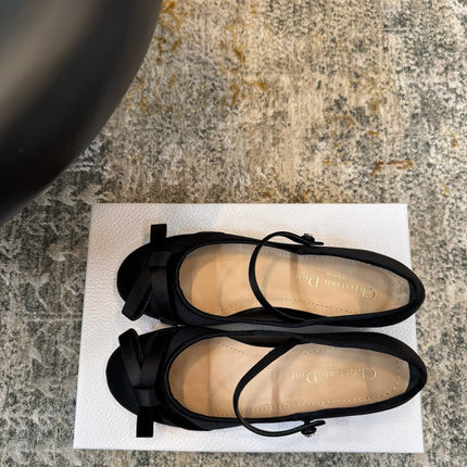 DIOR 25S LOVELY‑D BALLET FLAT 45MM IN BLACK SATIN