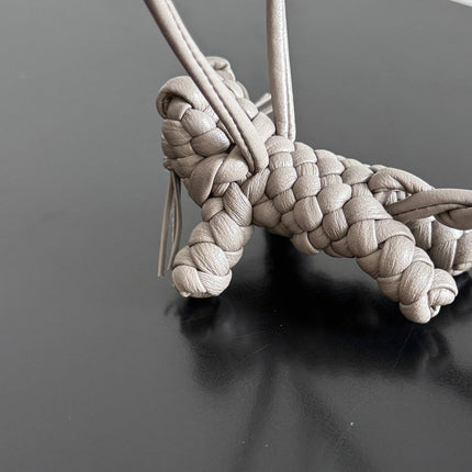 BOTTEGA VENETA 25S CAT CHARM IN GREIGE CALFSKIN
