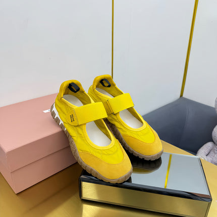 BALLERINAS SHOES IN YELLOW TYRE TECHNICAL FABRIC AND SUEDE