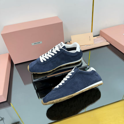 PLUME NAPPA SNEAKERS IN NAVY BLUE SUEDE