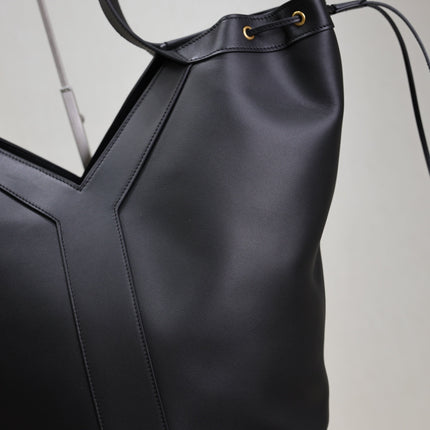 YSL 25S Y LARGE HOBO 50 IN BLACK CALFSKIN GOLD HARDWRE