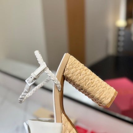 VLTN ESPADRILLE WEDGE SANDALS 25S 115 MM IN WHITE LAMBSKIN