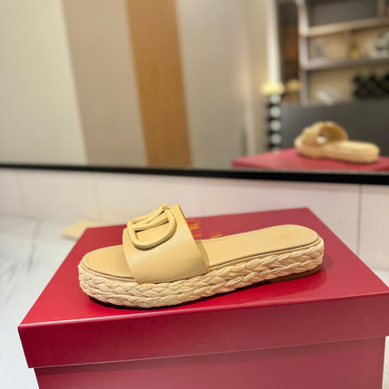 VLTN ESPADRILLE SLIDES 25S IN GOLDEN BEIGE LAMBSKIN STYLE 12