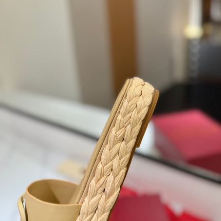 VLTN ESPADRILLE SLIDES 25S IN GOLDEN BEIGE LAMBSKIN STYLE 12