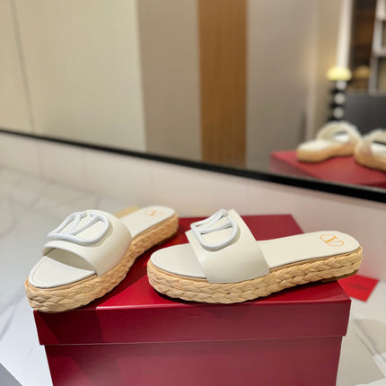 VLTN ESPADRILLE SLIDES 25S IN WHITE LAMBSKIN STYLE 8