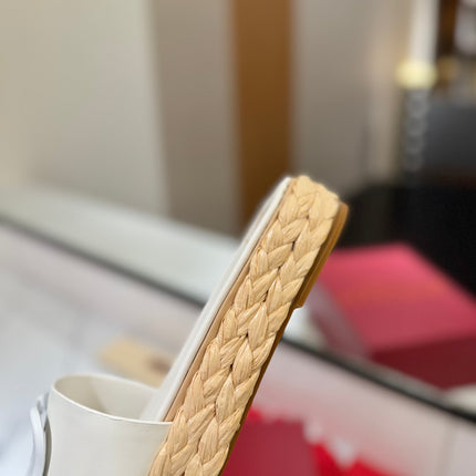 VLTN ESPADRILLE SLIDES 25S IN WHITE LAMBSKIN STYLE 8