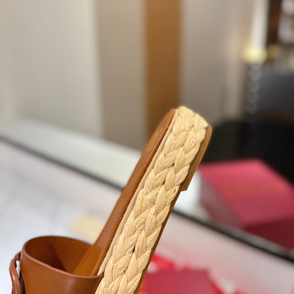 VLTN ESPADRILLE SLIDES 25S IN LIGHT BROWN LAMBSKIN STYLE 7