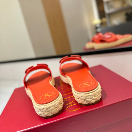 VLTN ESPADRILLE SLIDES 25S IN ORANGE LAMBSKIN STYLE 6