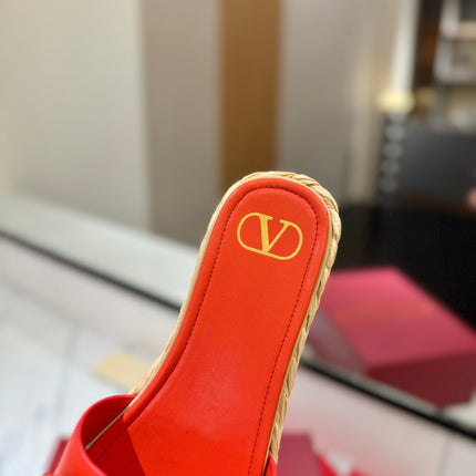 VLTN ESPADRILLE SLIDES 25S IN ORANGE LAMBSKIN STYLE 6