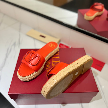 VLTN ESPADRILLE SLIDES 25S IN ORANGE LAMBSKIN STYLE 6