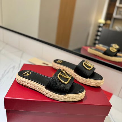 VLTN ESPADRILLE SLIDES 25S IN BLACK LAMBSKIN STYLE 5