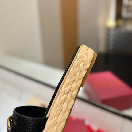 VLTN ESPADRILLE SLIDES 25S IN BLACK LAMBSKIN STYLE 5