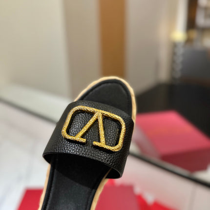 VLTN ESPADRILLE SLIDES 25S IN BLACK LAMBSKIN STYLE 5