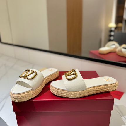 VLTN ESPADRILLE SLIDES 25S IN WHITE LAMBSKIN STYLE 3