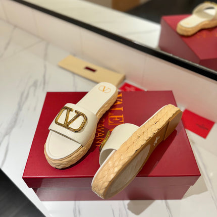 VLTN ESPADRILLE SLIDES 25S IN WHITE LAMBSKIN STYLE 3